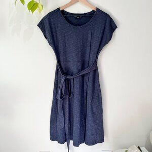 Toad&Co Navy Blue Belted Dress S Organic Cotton Tencel Cap Sleeve Casual Travel